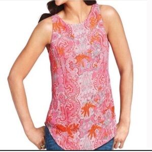 Cabi Women’s Size M Jubilee Pink and Red Sleeveless Blouse Paisley Style #127